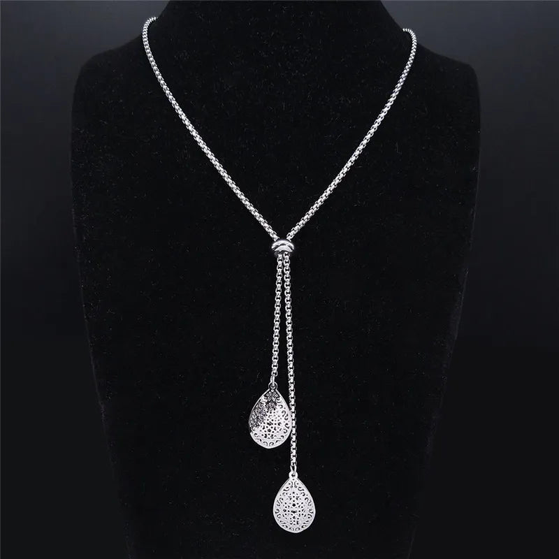 Fashion Stainless Steel Heart Necklace for Women Gold Color Long Necklace Jewelry acero inoxidable joyeria mujer N1525S03