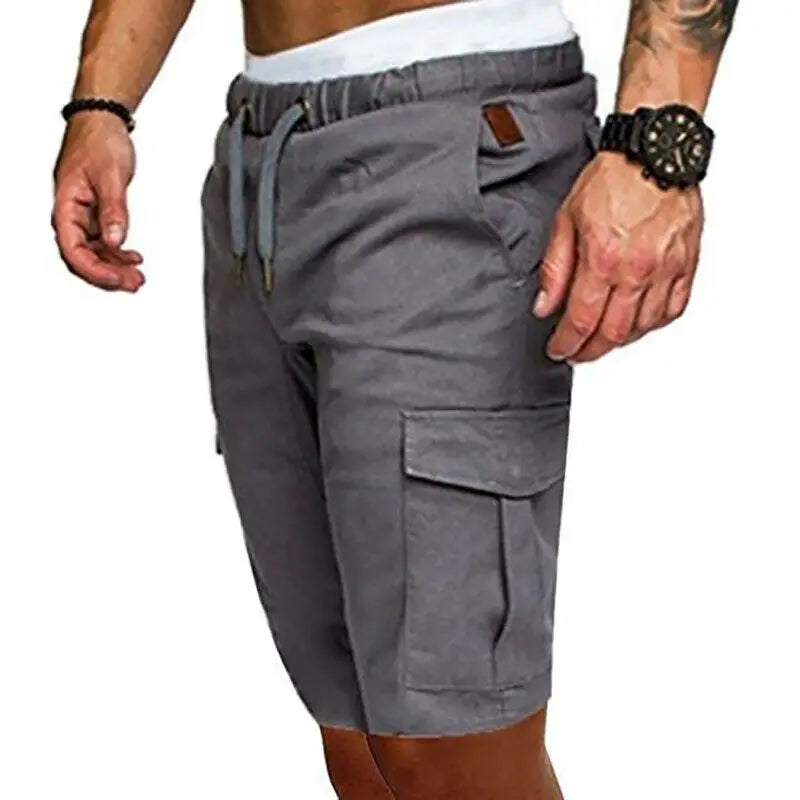 Casual Shorts Mens Summer Cargo Shorts Gym Sport Running Workout Cargo Pants Jogger Trousers Drawstring Solid Jogging Shorts Men