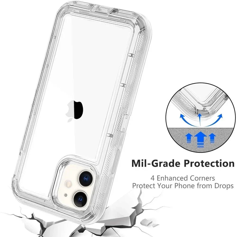 3 IN1 For iPhone 17 16E 15 14 16 PLUS 11 17 Pro MAX MINI 17 Air Phone Case Heavy Duty Hybrid Rugged Shockproof Armor Hard Cover
