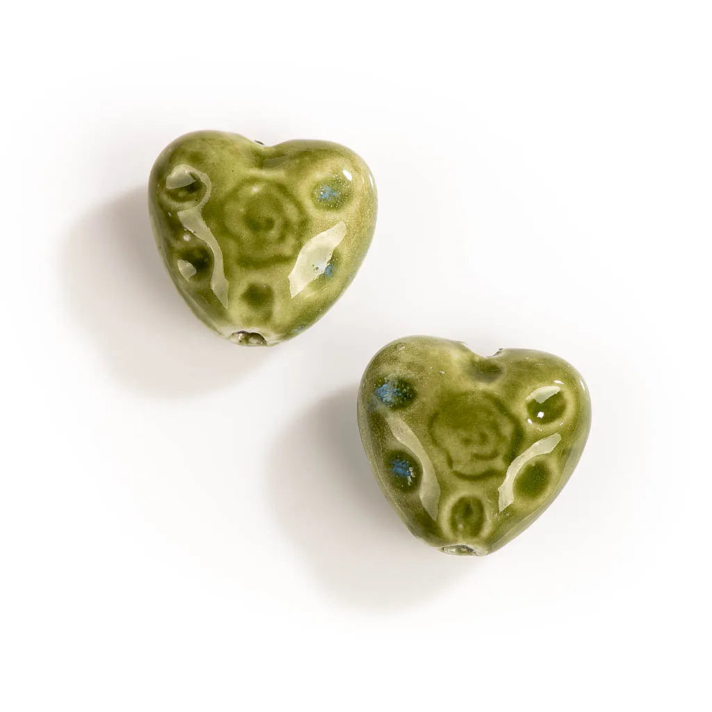 27#2pcs Heart Shape Kiln Discoloration Ceramic Beads  DIY Jewelry Accessories  Création De Bijoux Bulk Joyeria #XN272