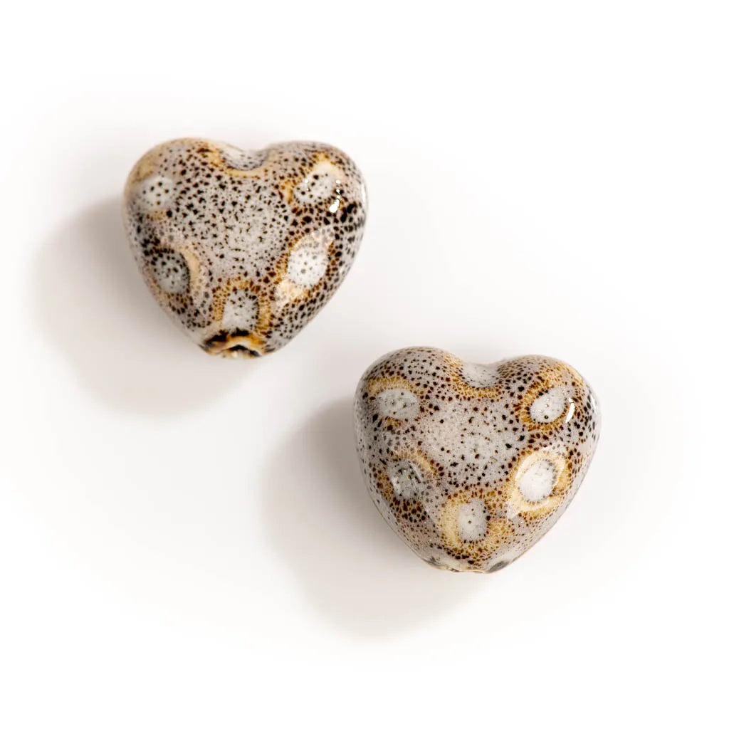 27#2pcs Heart Shape Kiln Discoloration Ceramic Beads  DIY Jewelry Accessories  Création De Bijoux Bulk Joyeria #XN272