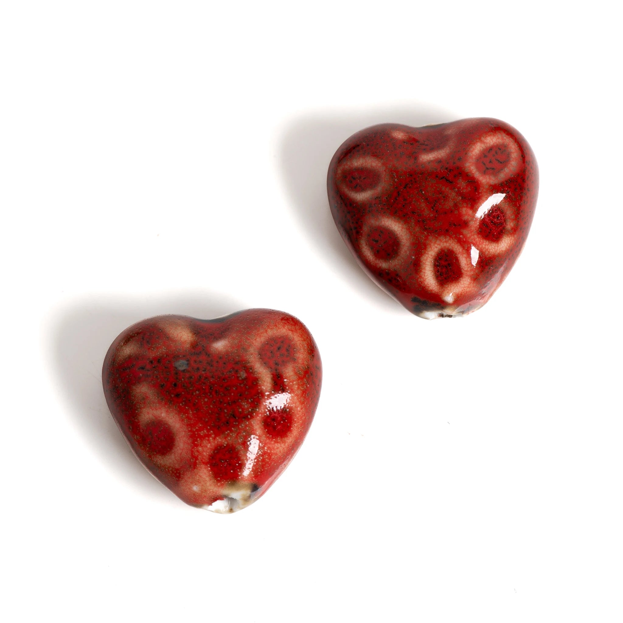 27#2pcs Heart Shape Kiln Discoloration Ceramic Beads  DIY Jewelry Accessories  Création De Bijoux Bulk Joyeria #XN272