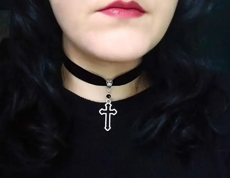 Moon Gothic Chains O Ring Choker Gothic  Moon Necklace, Moon Choker