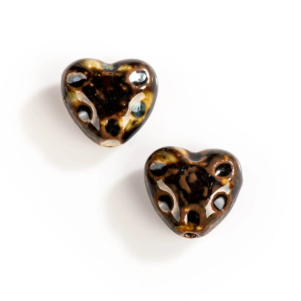 27#2pcs Heart Shape Kiln Discoloration Ceramic Beads  DIY Jewelry Accessories  Création De Bijoux Bulk Joyeria #XN272